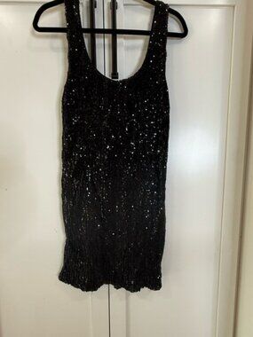 Black Sequin Sleeveless Dress Medium